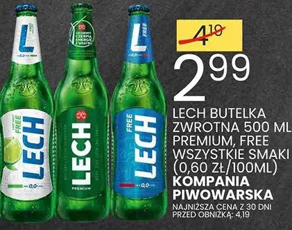Piwo Lech Butelka Zwrotna 500ml Premium, Free promocja w Wafelek