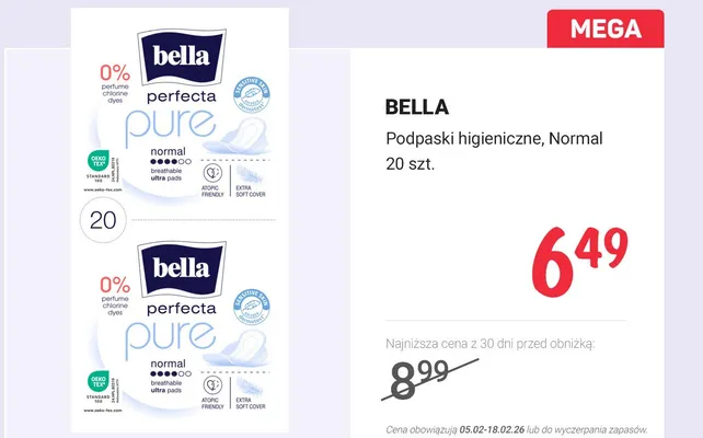 Podpaski higieniczne, Normal promocja w Rossmann