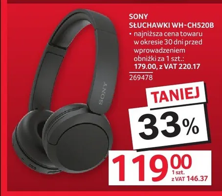 Słuchawki SONY WH-CH520B promocja w Selgros