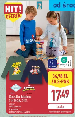 Koszulka dziecięca z licencją 2-pak promocja w Aldi