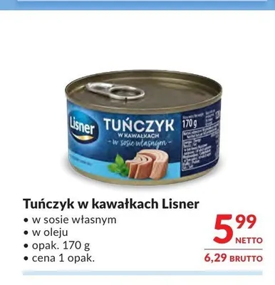 Tuńczyk w kawałkach w oleju Lisner promocja w Makro