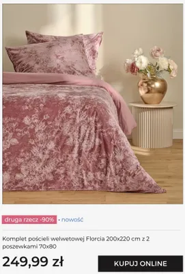 Komplet pościeli welwetowej Florcia 200x220 cm z 2 poszewkami 70x80 home & you promocja w home&you