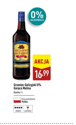 Wino bezalkoholowe Grzaniec Galicyjski Gorąca Malina promocja w Aldi