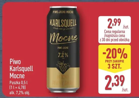 Piwo Karlsquell Mocne promocja w Aldi