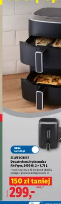 Dwustrefowa frytkownica Air Fryer Silvercrest 2470W 2x4,75 l promocja w Lidl
