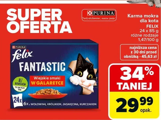 Karma dla kota Felix Fantastic wiejskie smaki w galaretce różne rodzaje promocja w Carrefour