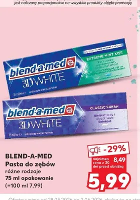 Pasta do zębów Blend-a-med 3D White Extreme Mint Kiss promocja w Kaufland