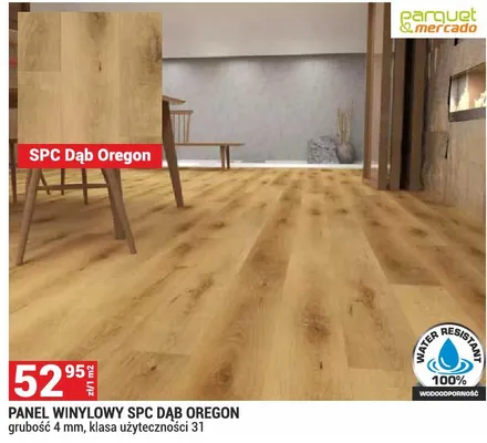 Panel winylowy SPC Dąb Oregon grubość 4mm klasa użyteczności 31 Parquet&Mercado promocja w Merkury Market
