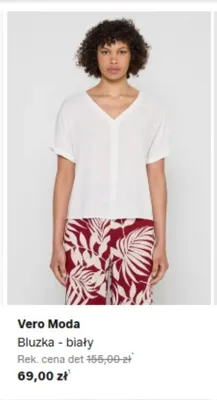 Bluzka Vero Moda biały promocja w Lounge by Zalando