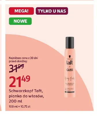 Pianka do włosów Schwarzkopf Taft promocja w Rossmann