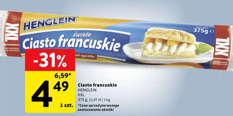 Ciasto francuskie Henglein XXL promocja w Intermarche