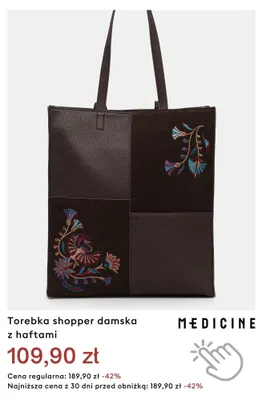 Torebka shopper damska z haftami Medicine promocja w Medicine
