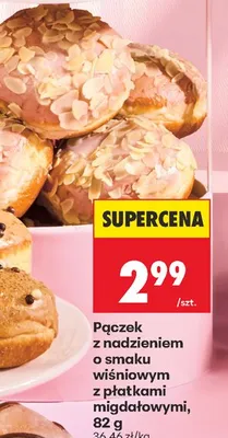 Pączek z nadzieniem o smaku wiśniowym z płatkami migdałowymi promocja w Biedronka
