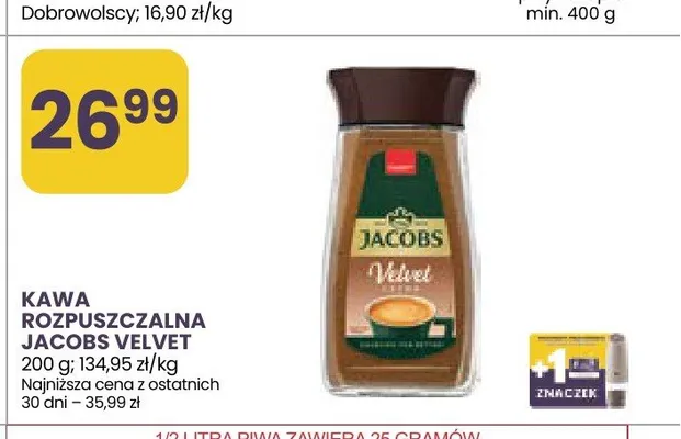 Kawa rozpuszczalna Jacobs Velvet promocja w Stokrotka