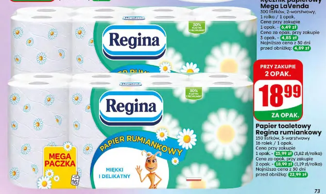 Papier toaletowy Regina rumiankowy 16-pak promocja w Dino