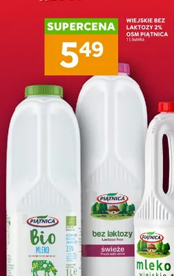 Mleko wiejskie bez laktozy 2% OSM Piątnica promocja w Stokrotka