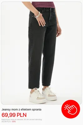 Jeansy mom z efektem sprania Cropp promocja w Cropp