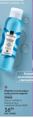 Głęboko oczyszczający tonik przeciw wągrom Avon Clearskin Blackhead Clearing promocja w AVON
