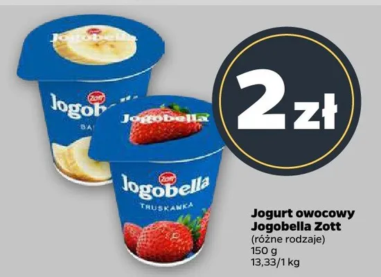 Jogurt owocowy Jogobella różne rodzaje Zott promocja w Netto