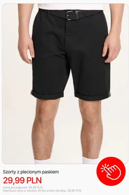 Szorty z plecionym paskiem Cropp promocja w Cropp
