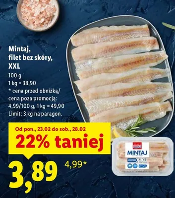 Mintaj, filet bez skóry promocja w Lidl