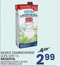 Mleko zambrowskie 3,2% promocja w Wafelek