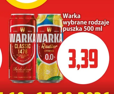 Piwo bezalkoholowe Warka Radler Cytryna promocja w Kupiec