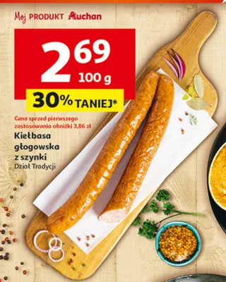 Kiełbasa głogowska z szynki promocja w Auchan