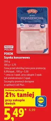 Szynka konserwowa Pikok promocja w Lidl