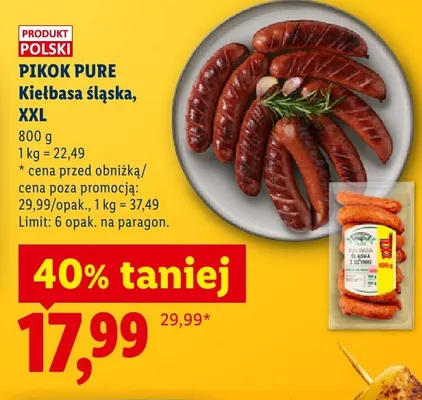 Kiełbasa śląska PIKOK PURE XXL promocja w Lidl