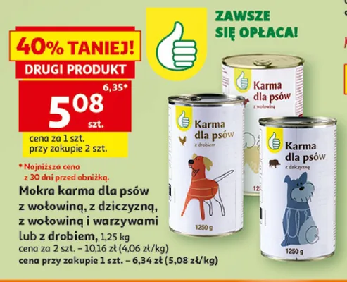 Mokra karma dla psów z dziczyzną Auchan promocja w Auchan