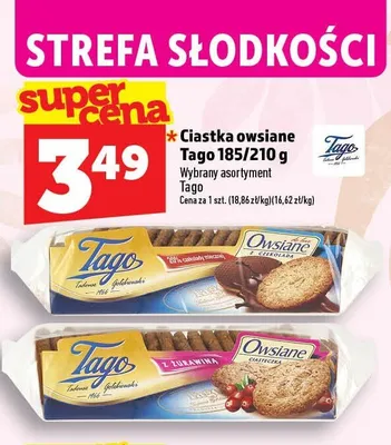 Ciastka owsiane z czekoladą Tago promocja w TOPAZ