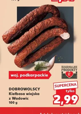Kiełbasa wiejska z Wadowic Dobrowolscy promocja w Kaufland