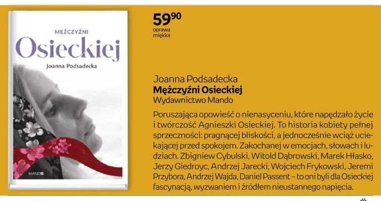 Książka Mężczyźni Osieckiej Joanna Podsadecka oprawa miękka promocja w Empik