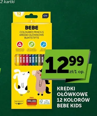 Kredki ołówkowe 12 kolorów Bebe Kids promocja w Euro Sklep