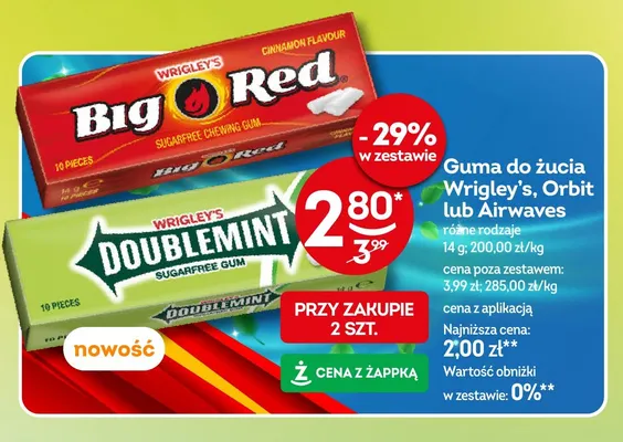 Guma do żucia Wrigley's Doublemint promocja w Żabka