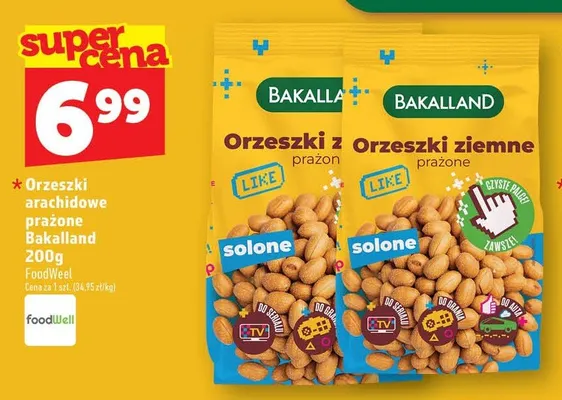 Orzeszki arachidowe prażone Bakalland solone promocja w TOPAZ