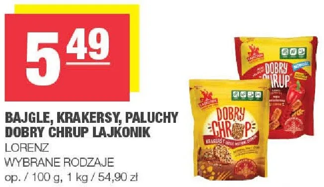 Bajgle, krakersy, paluchy dobry chrup łajonik wybrane rodzaje promocja w SPAR