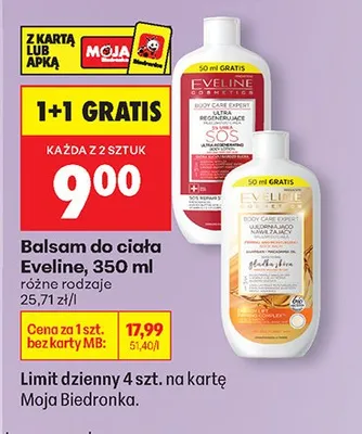 Balsam do ciała różne rodzaje 1+1 GRATIS Eveline promocja w Biedronka