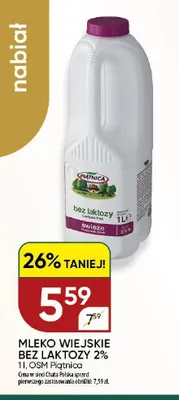 Mleko Wiejskie Bez Laktozy 2% Piątnica promocja w Chata Polska