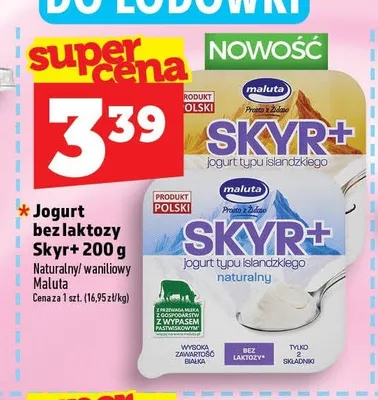 Jogurt bez laktozy Skyr+ waniliowy Maluta promocja w TOPAZ