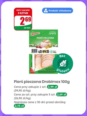 Pierś pieczona Drobimex promocja w Dino