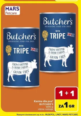 Karma dla psa Butcher's z żołądkami promocja w Carrefour