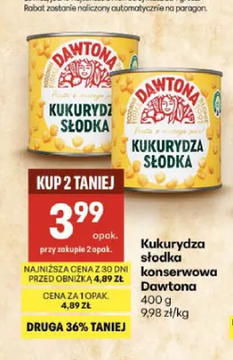 Kukurydza słodka konserwowa Dawtona promocja w Delikatesy Centrum