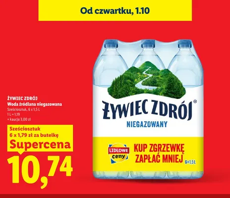 Woda źródlana niegazowana Żywiec Zdrój 6-pak promocja w Lidl