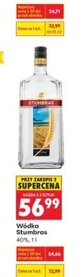 Wódka Stumbras 1 l promocja w Biedronka