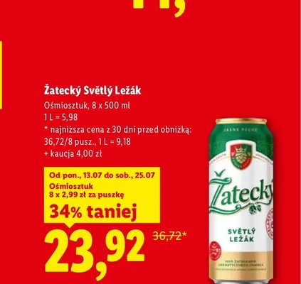 Piwo Žatecký Světlý Ležák 8-pak promocja w Lidl