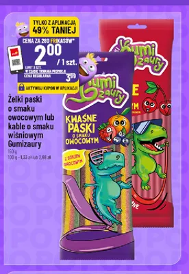 Żelki paski o smaku owocowym Gumizaury promocja w POLOmarket