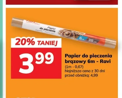 Papier do pieczenia brązowy 6 m Ravi promocja w Hitpol