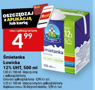 Śmietanka Łowicka 12% UHT, 500 ml promocja w Twój Market